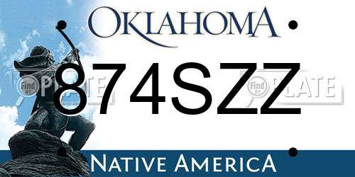 874SZZ Oklahoma License Plate