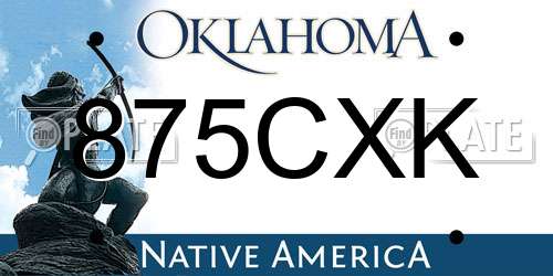 875CXK Oklahoma License Plate