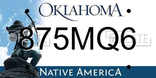 875MQ6 Oklahoma License Plate