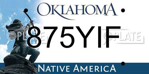 875YIF Oklahoma License Plate