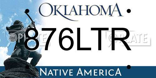 876LTR Oklahoma License Plate