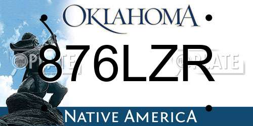 876LZR Oklahoma License Plate