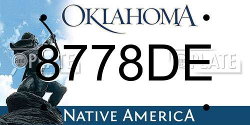 8778DE Oklahoma License Plate