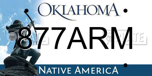 877ARM Oklahoma License Plate