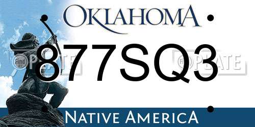877SQ3 Oklahoma License Plate
