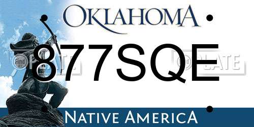 877SQE Oklahoma License Plate