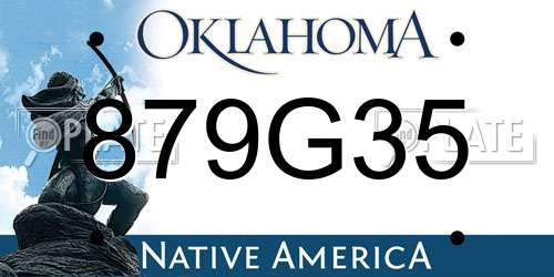 879G35 Oklahoma License Plate