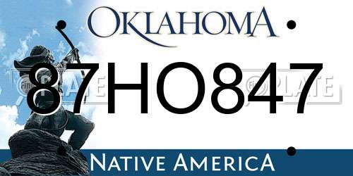 87HO847 Oklahoma License Plate
