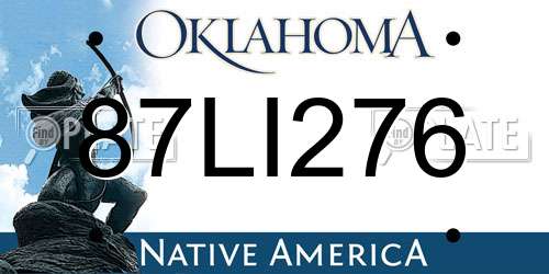87LI276 Oklahoma License Plate