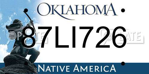 87LI726 Oklahoma License Plate