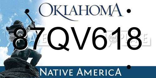 87QV618 Oklahoma License Plate