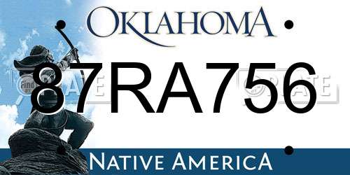 87RA756 Oklahoma License Plate
