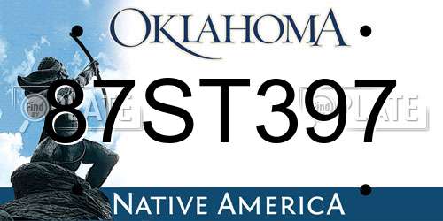 87ST397 Oklahoma License Plate