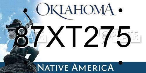 87XT275 Oklahoma License Plate