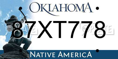 87XT778 Oklahoma License Plate