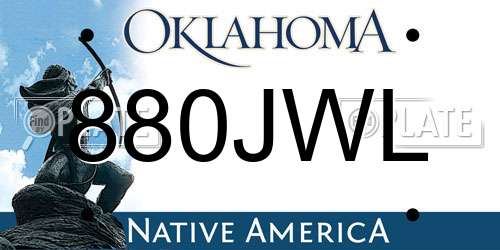 880JWL Oklahoma License Plate