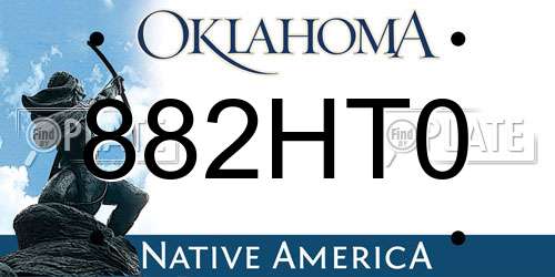 882HT0 Oklahoma License Plate