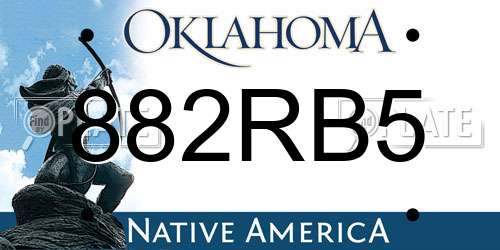 882RB5 Oklahoma License Plate