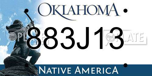 883J13 Oklahoma License Plate