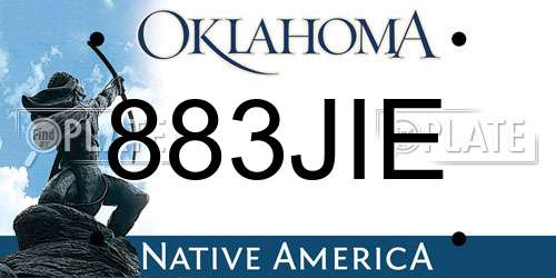 883JIE Oklahoma License Plate