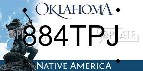 884TPJ Oklahoma License Plate
