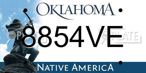 8854VE Oklahoma License Plate