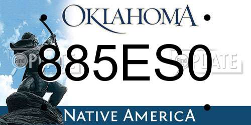 885ES0 Oklahoma License Plate