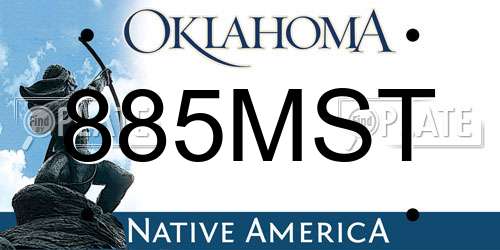 885MST Oklahoma License Plate