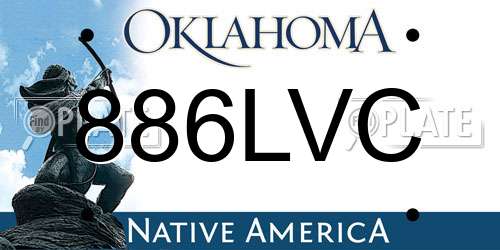 886LVC Oklahoma License Plate