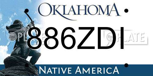 886ZDI Oklahoma License Plate