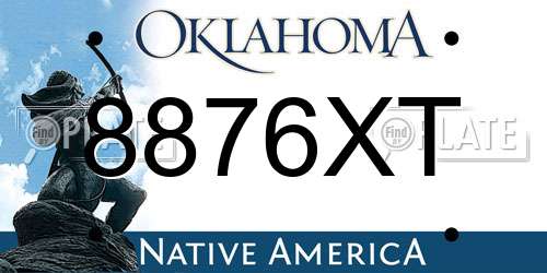 8876XT Oklahoma License Plate