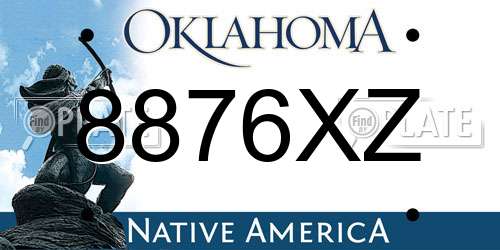 8876XZ Oklahoma License Plate