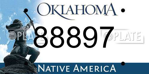 88897 Oklahoma License Plate
