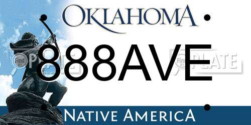 888AVE Oklahoma License Plate