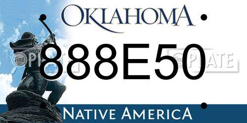 888E50 Oklahoma License Plate