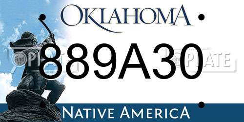 889A30 Oklahoma License Plate