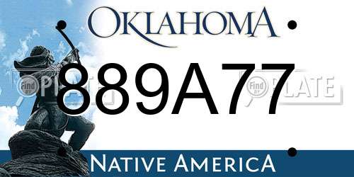 889A77 Oklahoma License Plate