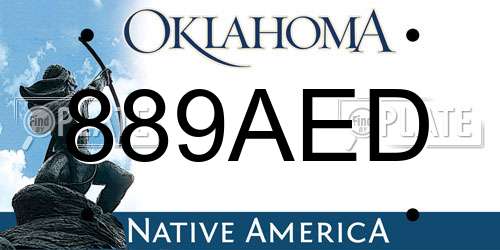 889AED Oklahoma License Plate