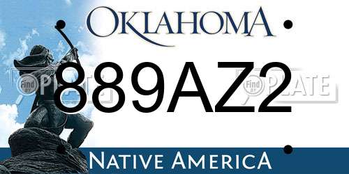889AZ2 Oklahoma License Plate