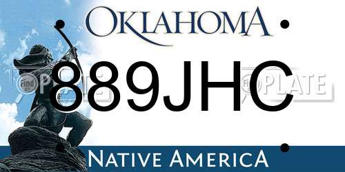 889JHC Oklahoma License Plate