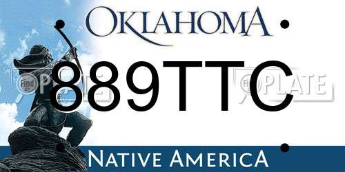 889TTC Oklahoma License Plate