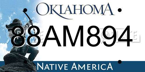 88AM894 Oklahoma License Plate