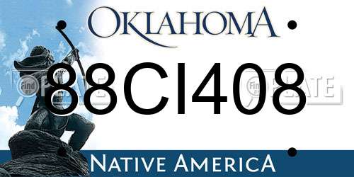 88CI408 Oklahoma License Plate