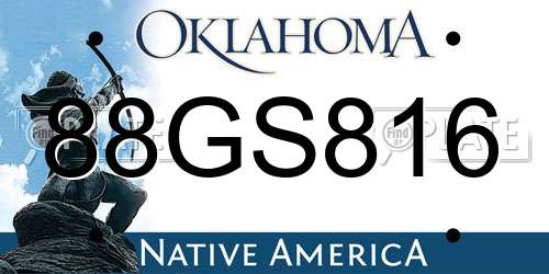 88GS816 Oklahoma License Plate