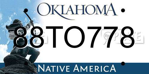 88TO778 Oklahoma License Plate