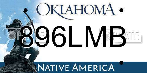 896LMB Oklahoma License Plate