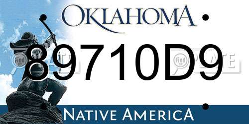 89710D9 Oklahoma License Plate