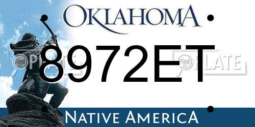 8972ET Oklahoma License Plate