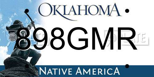 898GMR Oklahoma License Plate