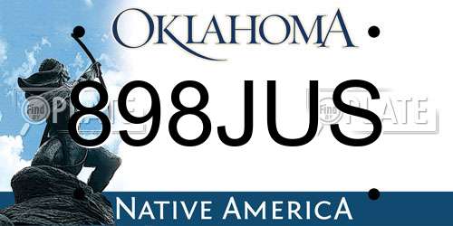 898JUS Oklahoma License Plate